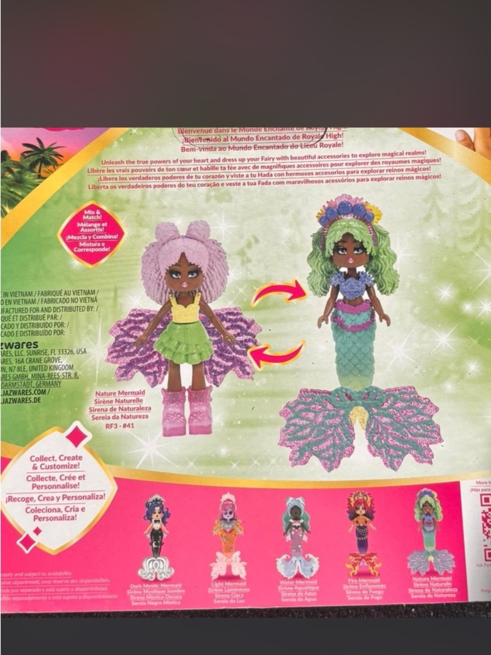 Royal high Nature Mermaid Doll - Green Hair with Pink Outfit w codes - Picture 4 of 6
